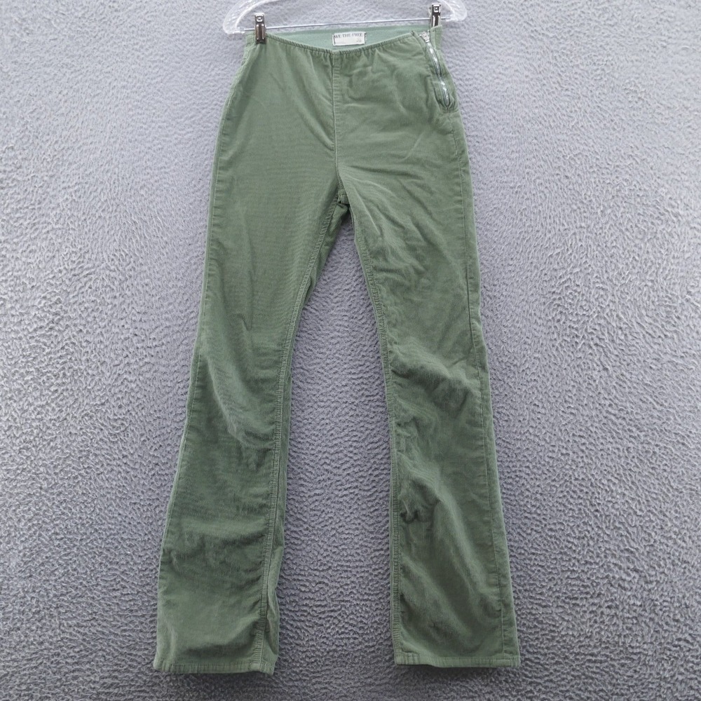 We The Free Green Corduroy Flare Pants Side Zip Mid Rise Size 26 OB1604308